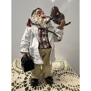 Veterinarian Santa Figurine Kurt S Adler 10" Puppy Kitten Cardinal SEE PHOTOS